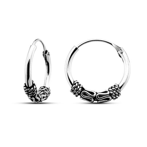 925 Sterling Silver Bali Hoop Earrings