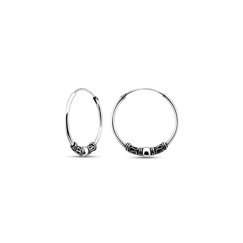 Wholesale Silver S Bead Ball Chain Bali Hoop Earrings | Safasilver