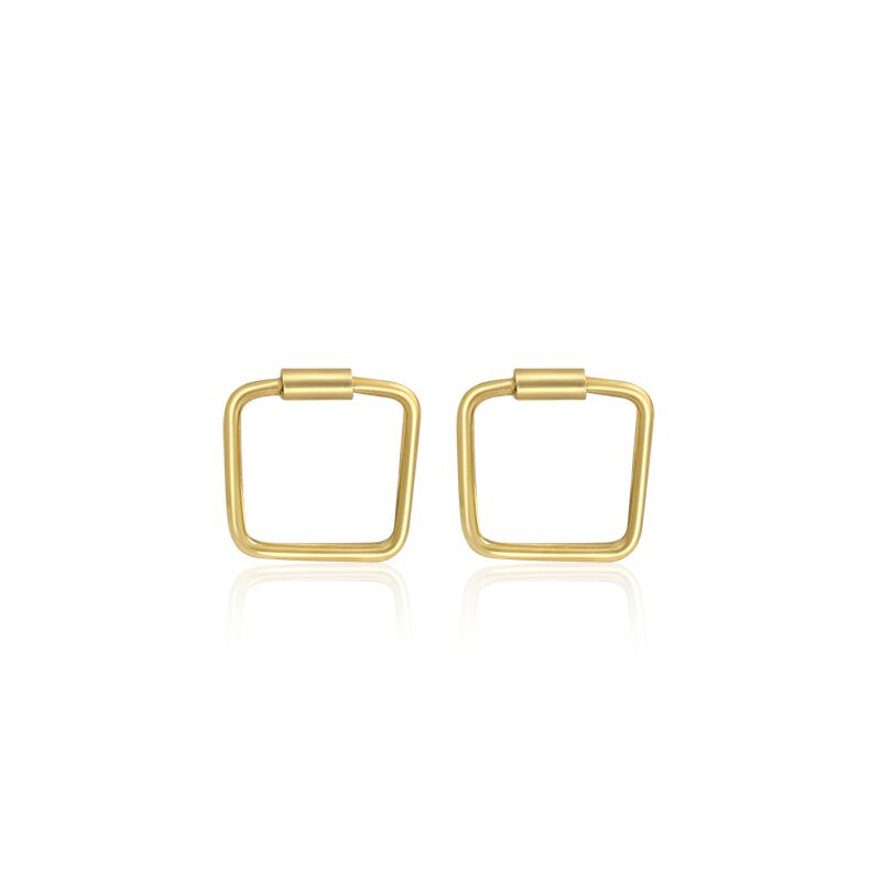 Square Hoop Earrings 14K White Gold