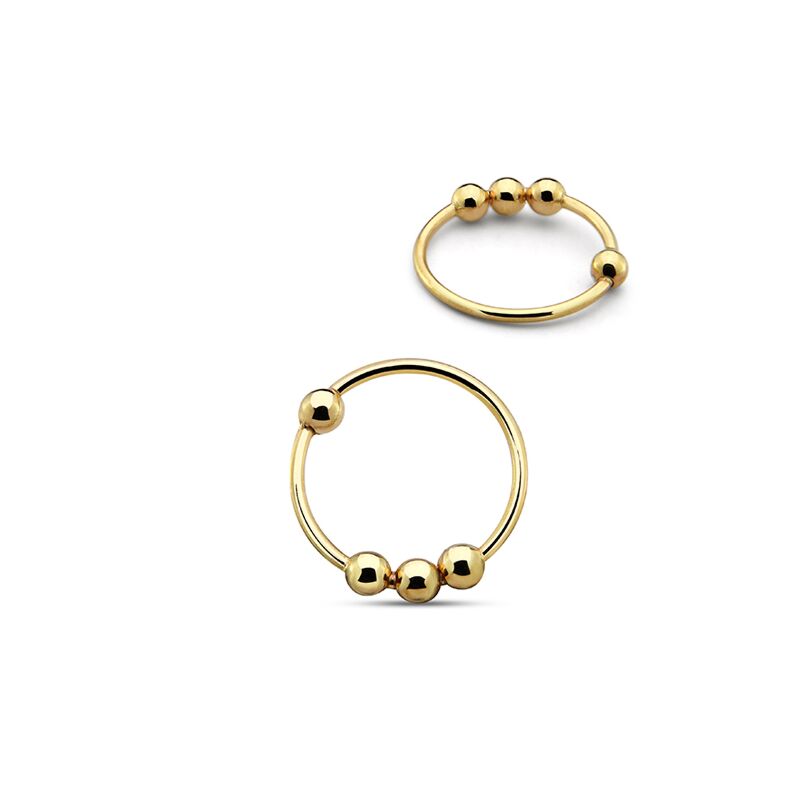 Jeweljunk Black Beads Oxidised Silver Plated Nose Ring - 1505017C