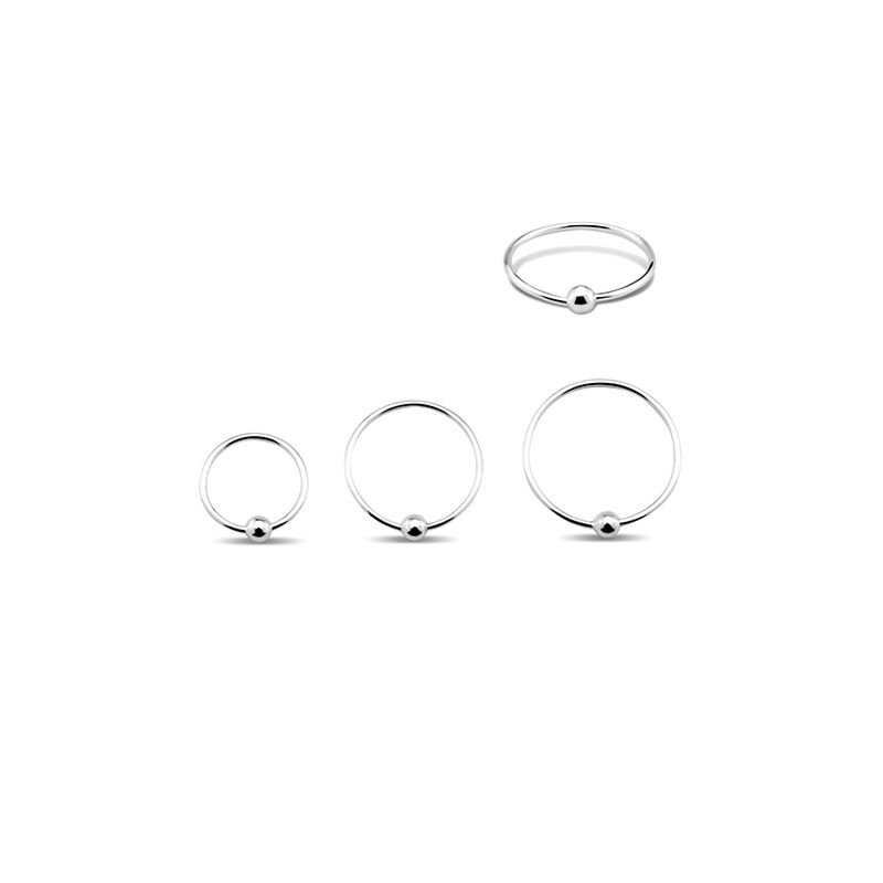 22 G (0.6 mm) Endless Plain Silver Nose Hoops With 2 mm Ball Closure ...